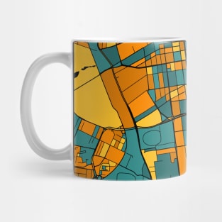 Lódz Map Pattern in Orange & Teal Mug